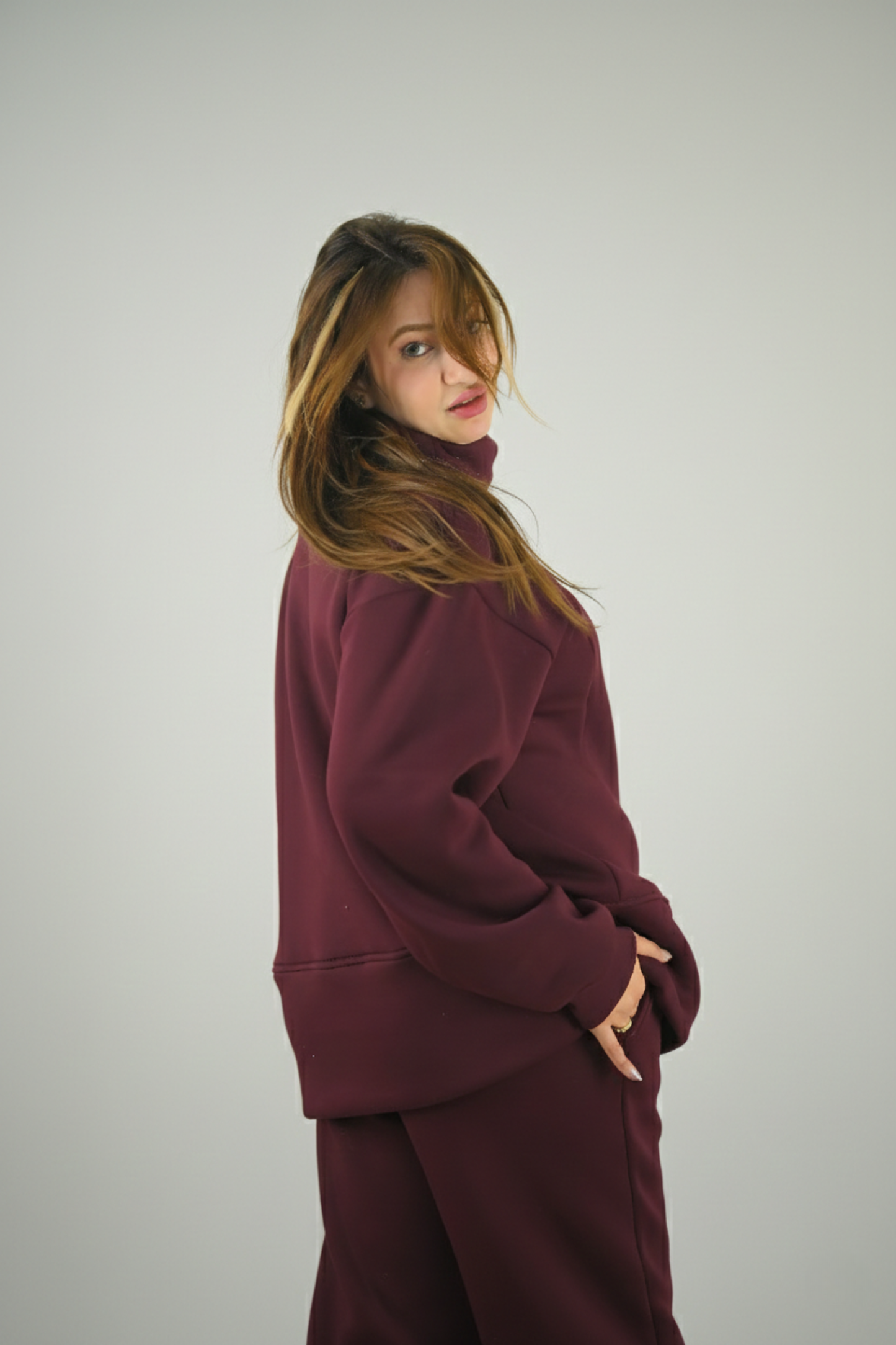 Burgundy High-necked Set