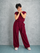 Elegant Sparkle Sleeveless Burgundy Two-Piece Set